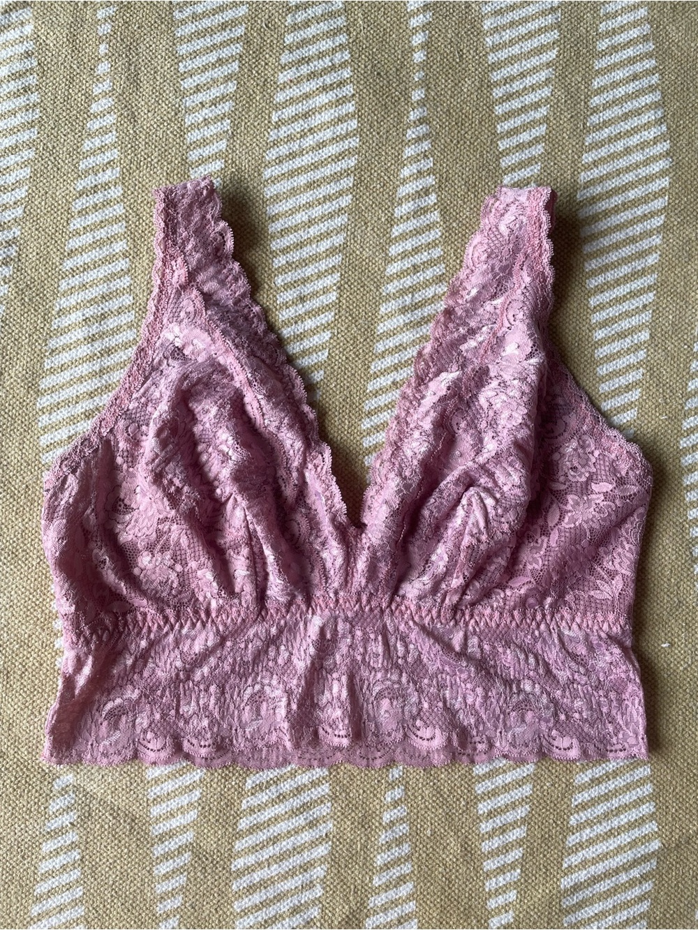 4/$20➡️ Cosabella Dusty Pink Lace Deep V Longline Bralette – Plus Size 2X *Flaw